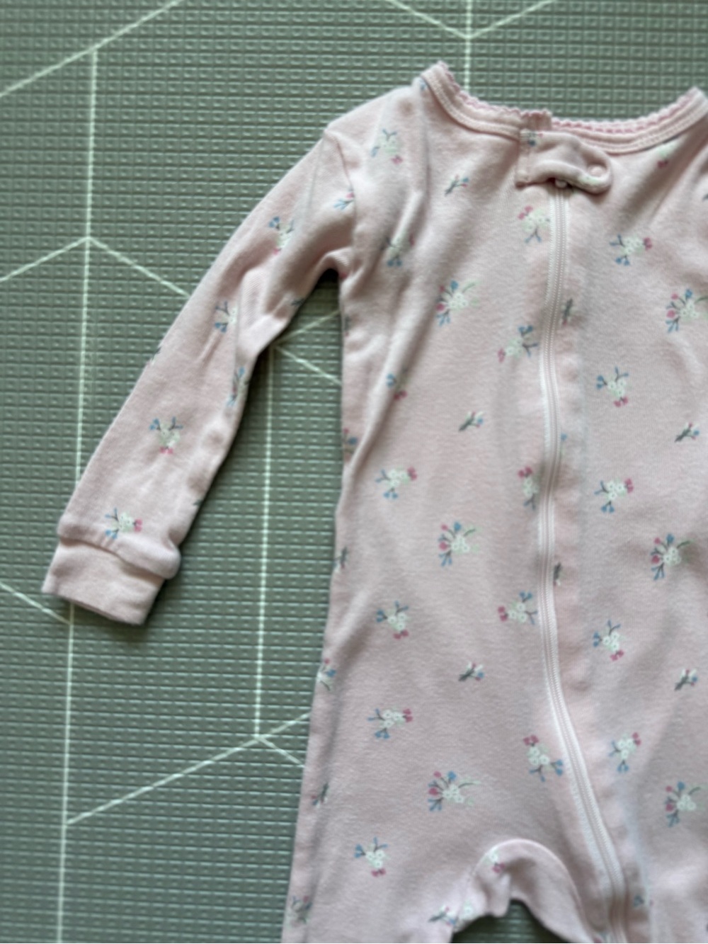 Gerber|Baby girl long sleeve footless pajamas in blush rose,ditsy florals•••12M